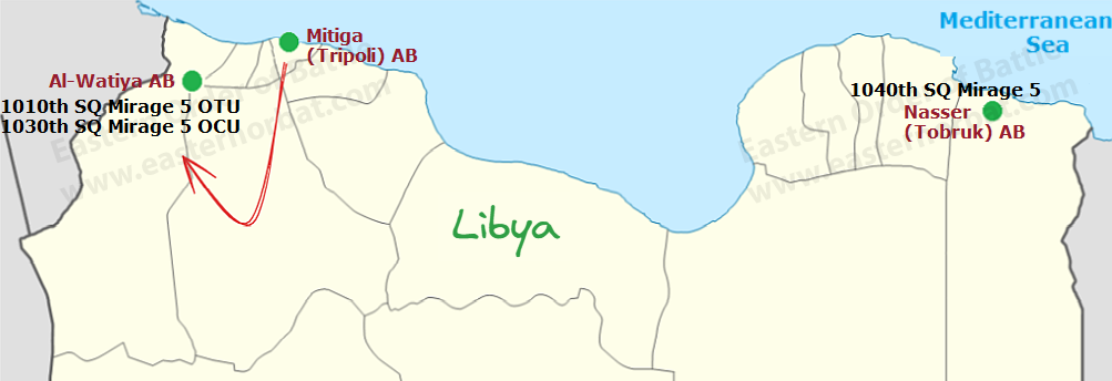 Libyan Mirage 5 unit relocation map in 1983