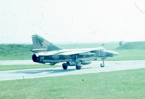 The 168th Fighter Air Regiment received a new MiG-23ML 'Flogger-G' tactical fighter-type between 1977 and 1978. This early sub-version used only radar 323-ML Sapphire-23ML. This photo was taken at Starokonstaninov airport in the middle of the eighties. 