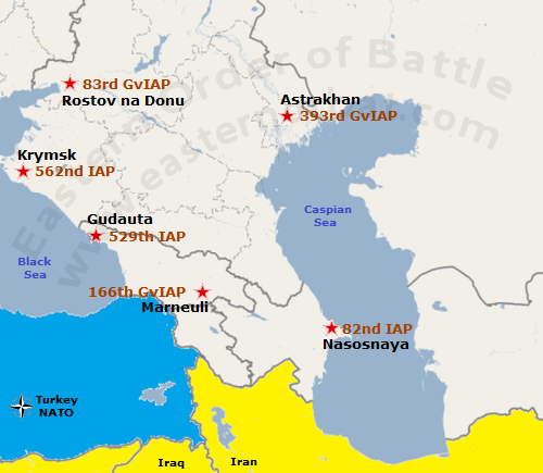 Soviet 19th Independent Air Defence Army order of battle in 1988 map