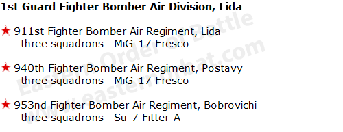 Soviet Belorussian Military District's 26th Tactical Air Army order of battle in 1973