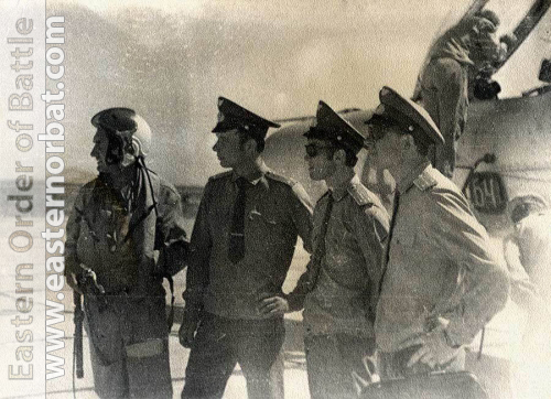 27th Guard Fighter Air Regiment's pilots front of their MiG-21PFS Fidhbed-F