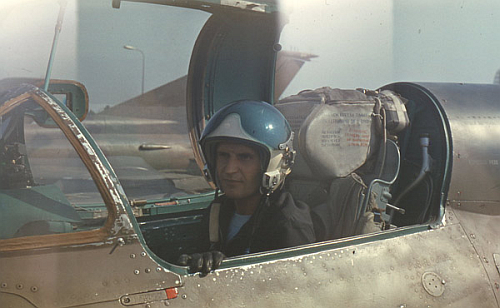 Soviet Air Force of the Southern Group of Forces's pilot front of his MiG-21bis Fishbed-L at Hungary Tkl airport