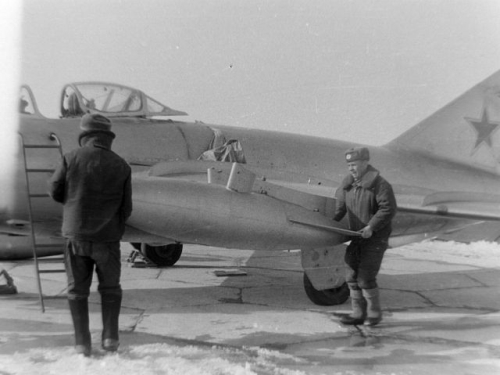 Soviet MiG-17 Fresco-A at Ovruch in the seventies