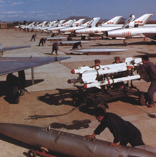  Chengdu J-7I (MiG-21F-13) Fishbed interceptor fighter aircraft and PL-2 missile