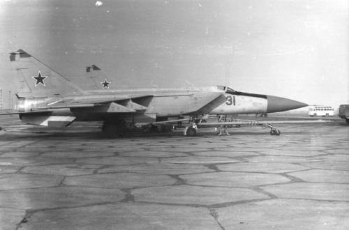 Soviet MiG-25P Foxbat-A interceptors at Nasosnaya airport close to Baku city in the seventies