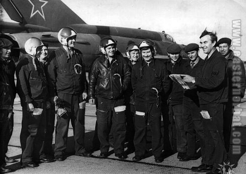 Soviet Air Force 911th Fighter-Bomber Air Regiment MiG-21S Fishbed-J in Lida airport