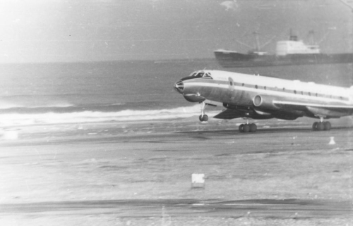 The 72nd Guard regiments Tu-124 Cookpot trainer aircraft on Amderma airport by the northern Kara Sea.