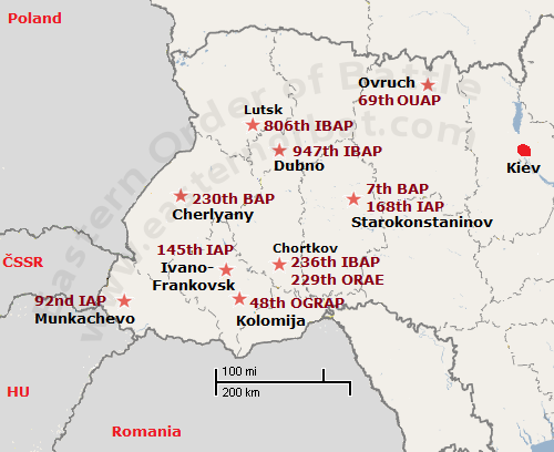 Sovie 14th Tactical Air Army Order og Battle in 1973 MAP