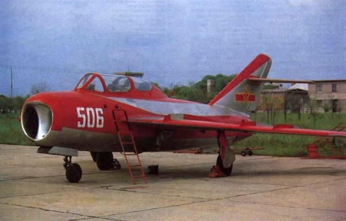 Chinese August 1st Aerobatic Display Team's Chengdu JJ-5 (MiG-17) Fresco aircraft