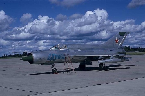 Soviet MiG-21bis Fishbed-L at Rissala airport Finland in 1974