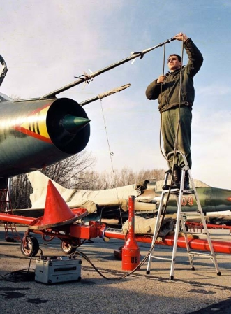 Hungarian Su-22M3 Fitter-J reconnaissance-bomber type at Taszr air base in eighteen.