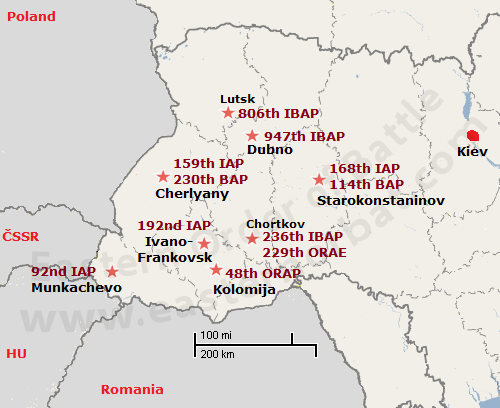 Sovie 14th Tactical Air Army Order og Battle in 1968 MAP