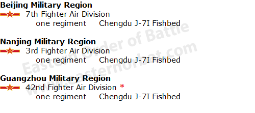 PLAAF Early J-7I order of battle in the early eighties