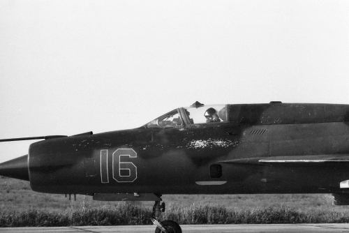 USSR MiG-21PFM Fishbed-F at Privolzhskiy, Astrakhan airport on the STRELBA-85 exercise in 1985