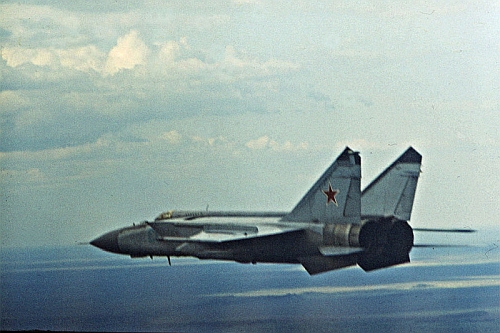 Soviet MiG-25 Foxbat interceptors at the Letneozersky airport