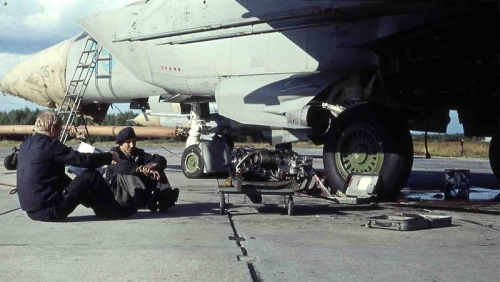 Soviet MiG-25 Foxbat interceptors at the Letneozersky airport