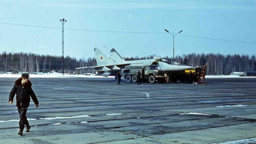 Soviet MiG-25 Foxbat interceptors at the Letneozersky airport