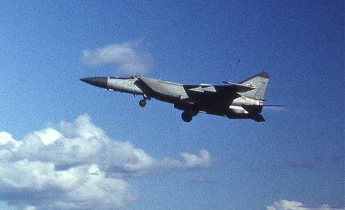 Soviet MiG-25 Foxbat interceptors at the Letneozersky airport