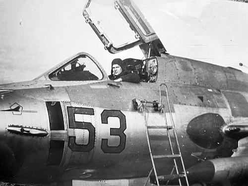 Early metallic color Su-17M3 Fitter-H fighter-bomber aircraft at Cherlyany airport in the seventies