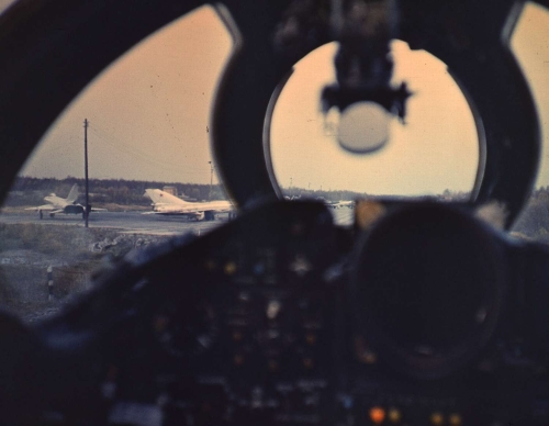 The Soviet 57th Guard Fighter Air Regiment PVO's Su-15TM 'Flagon-F'interceptors at the Besovets airport.