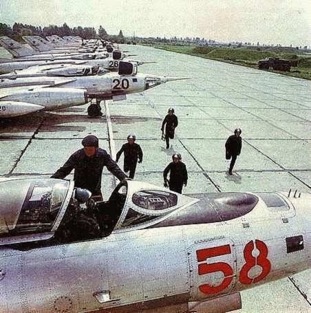 The 230th Front Bomber Air Regiments Yak-28PP Brewer-D ECM and Yak-28I Brewer-C bomber aircraft.