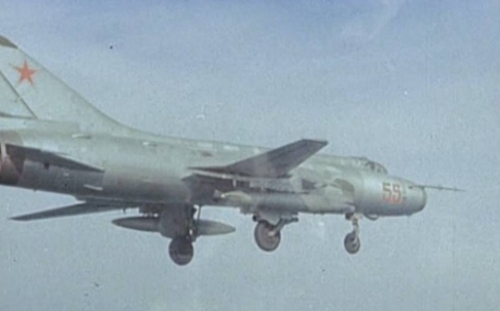 Soviet basic Su-17 Fitter-C landing on Vozdvizhenka airport in 1974.